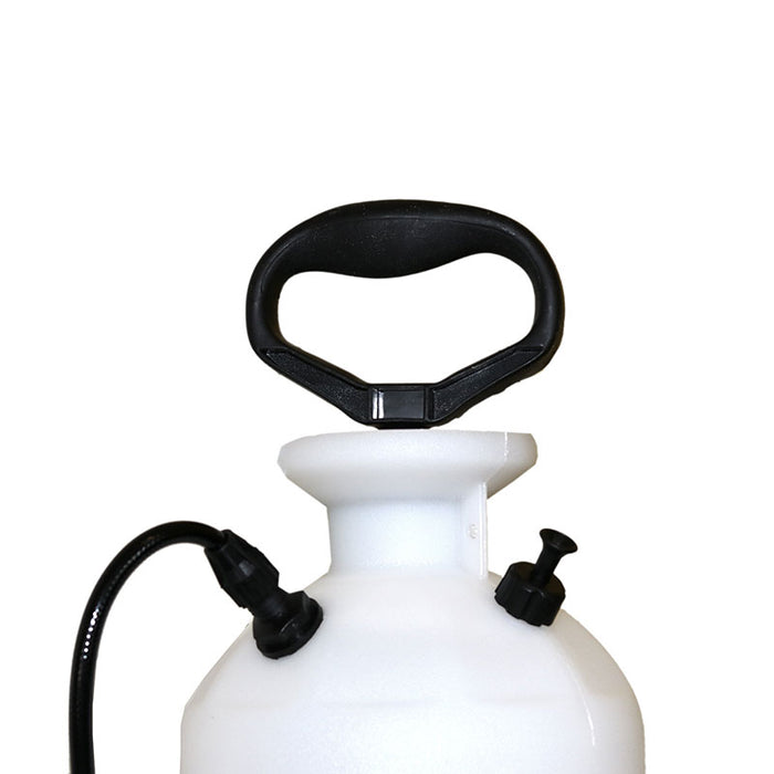 Close Up of an Ace Hardware pressurized water tank's manual pump, converted to supply water for our water cooled drilling systems | Gunther Diamond Tools.