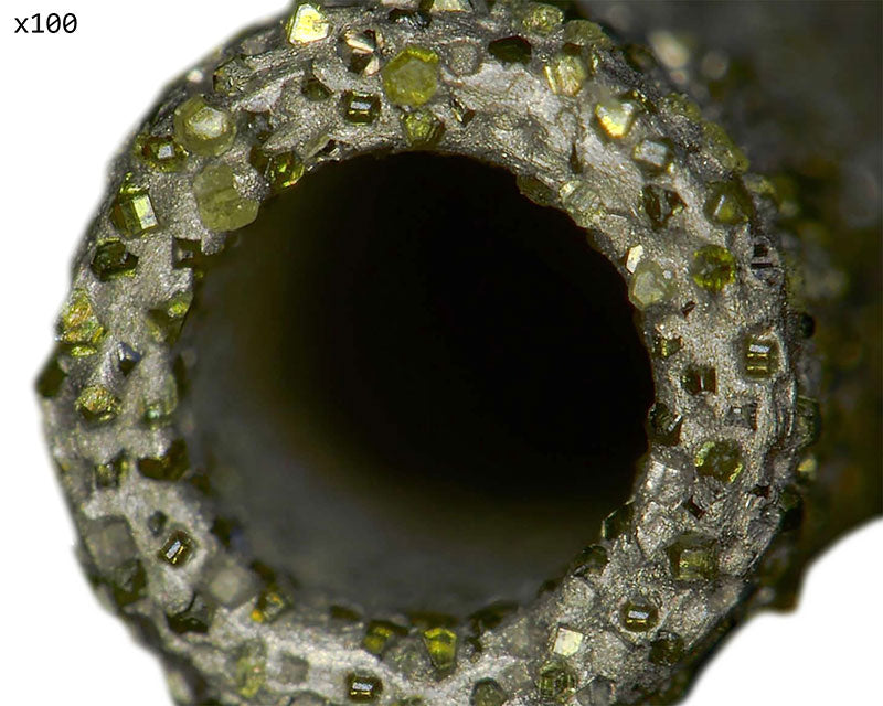 100 x magnified view of a Gunther Diamond Core Lapidary Drill Bit