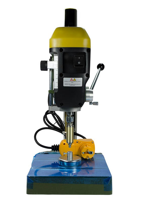 Front Facing View of the Proxxon Bench Top Drill Press for The Gunther Hobby Lapidary Drilling System.