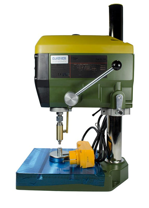 Left Facing View of the Proxxon Bench Top Drill Press for The Gunther Hobby Lapidary Drilling System.