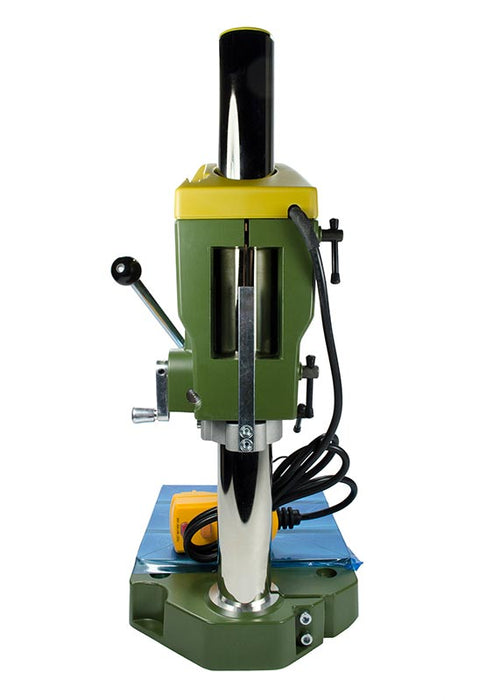 Back Facing View of the Proxxon Bench Top Drill Press for The Gunther Hobby Lapidary Drilling System.