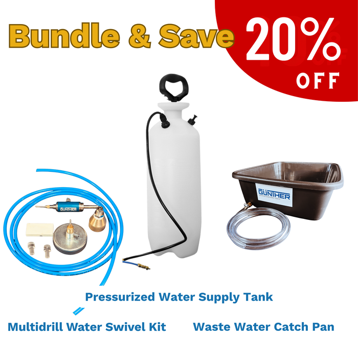 Multidrill Complete - Water Swivel, Waste Water Catch Pan + Pressurized Water Supply
