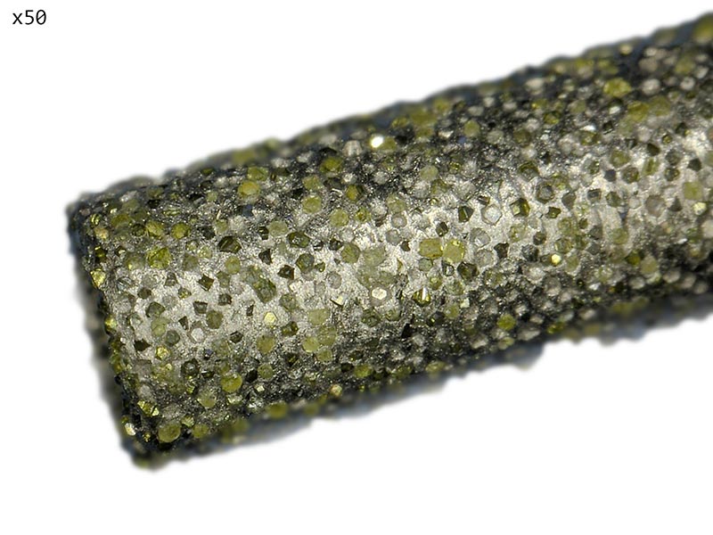 50 x Magnified View of a Gunther Diamond Core Lapidary Drill Bit