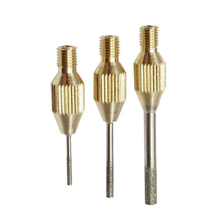 Gunther Diamond Core Lapidary Drill Bit with F-Connection & Ejector Needle – comparison view of multiple bits.